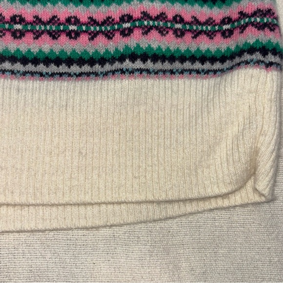 TALBOTS Blue/Pink Fair Isle Crew Neck Sweater Soft Wool Nylon Blend Women’s SzXL - Picture 11 of 11